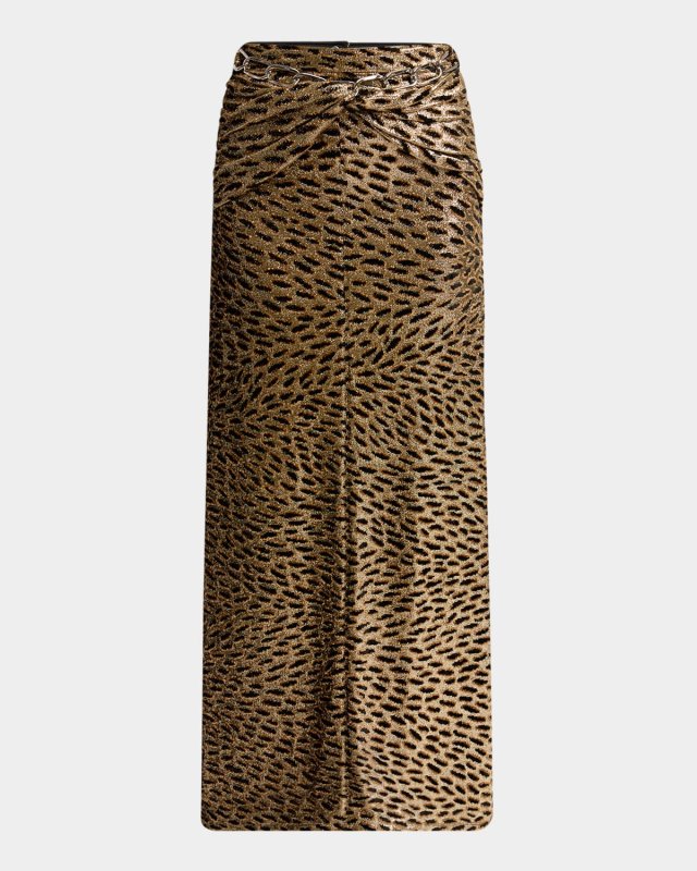 Twisted Metallic Jacquard Maxi Skirt